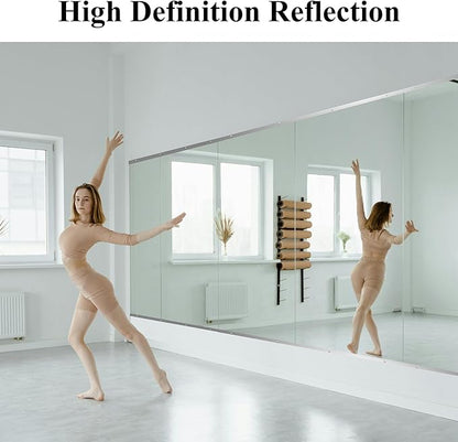 Ruomeng Home Gym Mirror, 48''x28''x2PCS Full Length, Large Frameless Body Mirror Tempered Glass for Gym, Workout, Yoga, Garage, Dance Studio