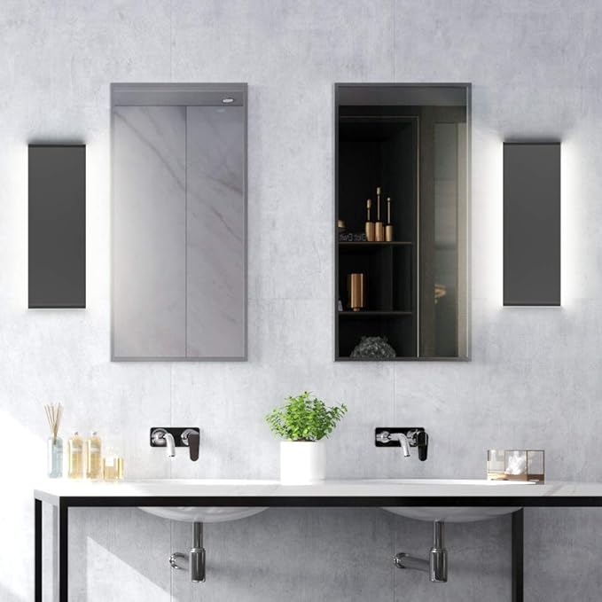Aipsun 15.8in Black Modern Vanity Light Up and Down LED Vanity Light for Bathroom Wall Lighting Fixtures (White Light 5000K)