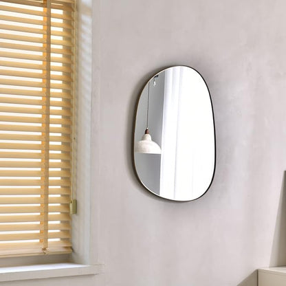 Asymmetrical Mirror for Wall Decor 23"*30", Modern Brass Framed Wall Mirror for Living Room Bathroom Bedroom Entryway ELE-STOU-0064G