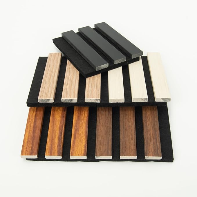 Art3d Acoustic Lightweight Slat Wall Panel, Waterproof Wood Textured Wainscoting Panel, Samples Pack - 5 Colors