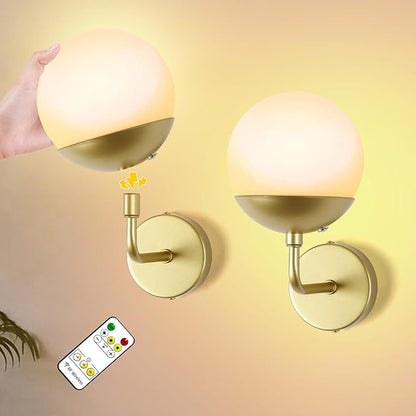 Battery Operated Wall Sconce Set of 2, Rechargeable Wireless Sconces with Dimmable Detachable Magnetic Bulbs and Remote, 3 Colors Wall Lights for Bedroom Living Room Hallway Fireplace