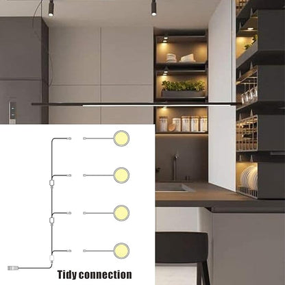 WOBANE LED Puck Lights, Wired Under Cabinet Lighting Kit with Remote, Dimmable Counter Lighting for Kitchen,Closet,Bookshelf,Shelf,700lm,2700K Warm White,Super Bright,Timing, Set of 4