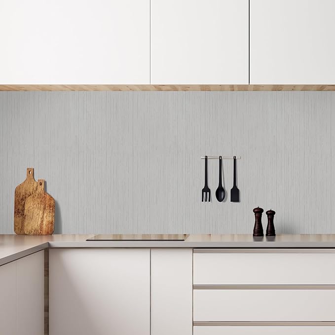 Grey Grasscloth Peel and Stick Wallpaper 15.7" X 120" Textured Self-Adhesive Contact Paper Linen Grasscloth Removable Wallpaper for Cabinets Counter Top Liners