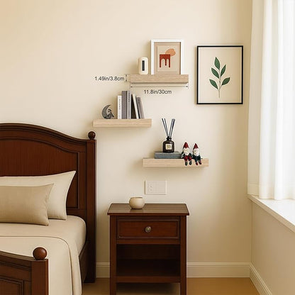 Floating Shelves for Wall, Bathroom Shelves Over Toilet, Wall Shelves & Book Shelf for Room, Hanging Shelf, Modern Wooden Wall-Mounted Small Floating Shelves, 12x7x1.5 in (Oak, Set of 3)
