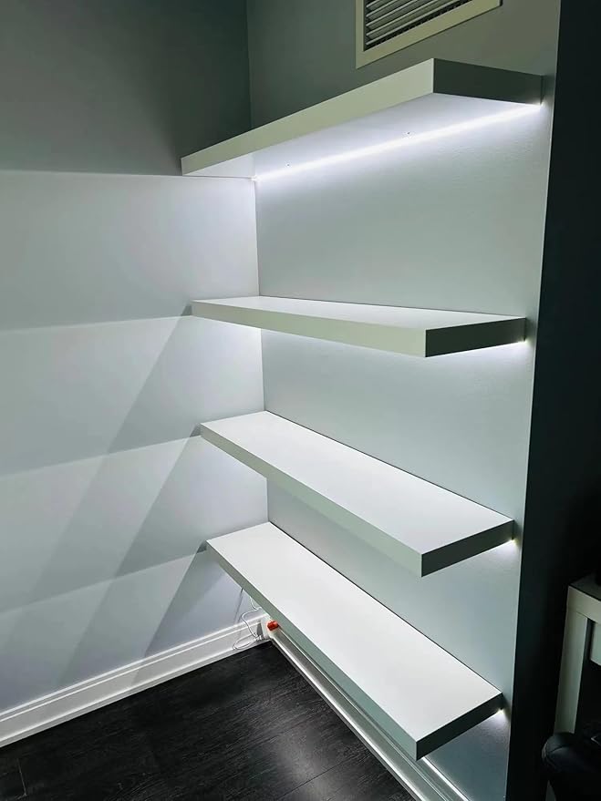 DIY Under Cabinet Lighting Kit, 5ft Dimmable Under Cabinet Lights, 380 LEDs, LED Strip Lights kit for Cupboards, Closets, Stairs, Shelf, Desk Cool White