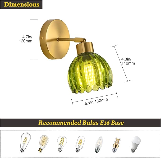 Wall Sconces Vintage Fixture Light, Vanity Lights for Bathroom, Modern Wall Light Fixtures, Metal Sconces Wall Lighting with Glass Shade, Farmhouse Wall Lamp for Bedroom Living Room