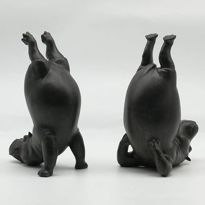 Lukitas Upside Down Hippo Decorative Bookends, Non-Slip Book Holders, Whimsical Animal Ornaments for Office Home Bookshelf Decor, Black, Resin 8.5''