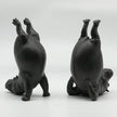 Lukitas Upside Down Hippo Decorative Bookends, Non-Slip Book Holders, Whimsical Animal Ornaments for Office Home Bookshelf Decor, Black, Resin 8.5''