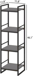 BYFU 4 Tier Bathroom Storage Open Shelf, Freestanding Metal Corner Storage Rack Shelving Unit for Bathroom Kitchen Living Room Hallway, Grey