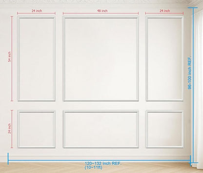 Pre-Cut Peel and Stick Wall Molding Kit Wainscoting Trim- Self Adhesive Premade Accent Panel Chair Rail for Interior Moulding Home Decor Accent Wall Set of 6 pcs - 3 Top 3 Bottom, Ready to Assemble