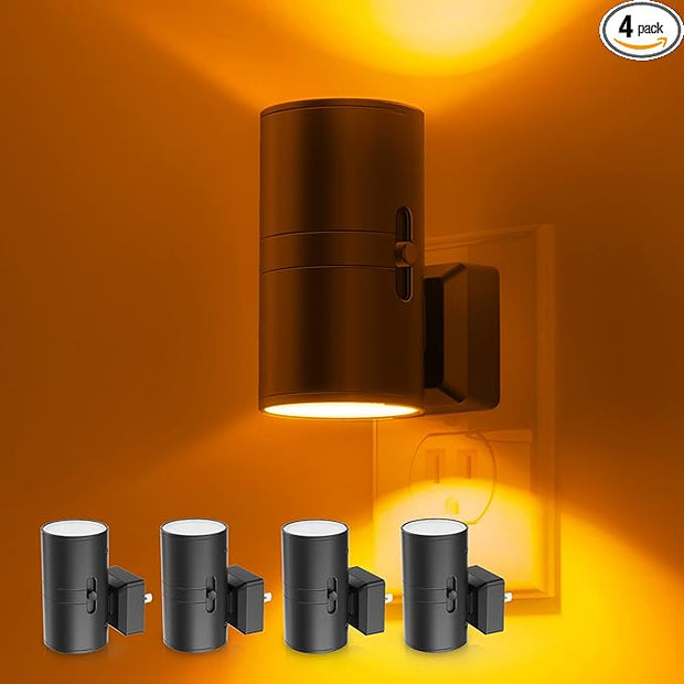 Lohas Dimmable Night Lights - 4 Pack, Dusk to Dawn Sensor, Soft Yellow Light for Kids' Bedroom, Bathroom, Hallway & Nursery