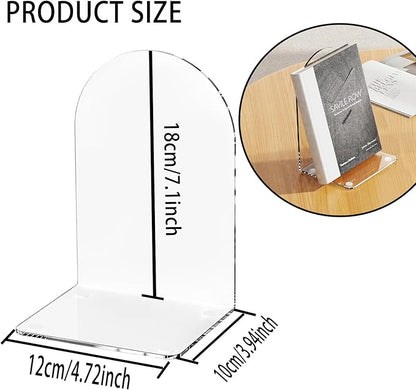 Lulonpon 6 Pieces Book Ends, Bookends, Books End for Shelves, Books End for Heavy Books, Clear Bookends, Acrylic Book Ends for School, Library,Desktop Organizer and Book Shelves