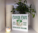 St. Patrick's Day Decor, Wooden Box Sign Desk Decor, White Wood Box Sign, Irish Home Decor, Kitchen Decor for Shelf, Farmhouse Wood Sign, Decor for Cafe Coffee Station, Clover Cafe Irish Coffee Sign