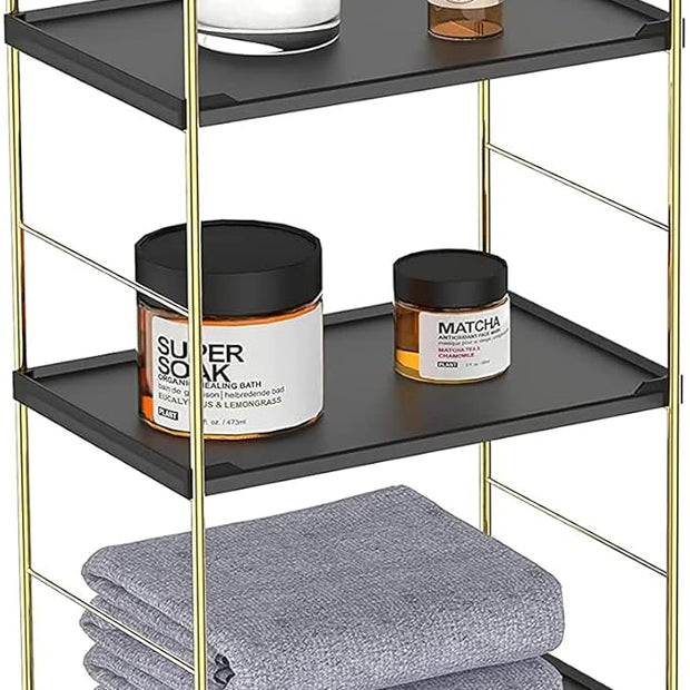 Freestanding Organizer Shelf, 3-Tier Bathroom Countertop Organizer, Makeup Organizer -Corner Storage Shelf, Kitchen Spice Rack,Standing Shelf for Bathroom, Bedroom, Kitchen (Black)