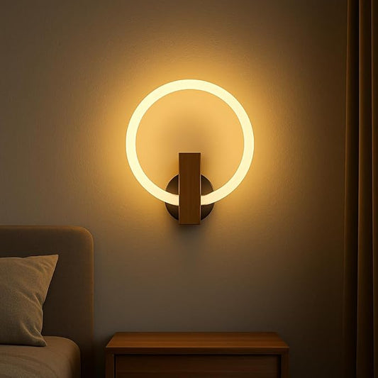 Lamper Lunaris Halo LED Wall Light Hardwired 1 Pack Modern Ring Wall Sconce for Bedroom & Living Room Warm White Indoor Wall Mounted Light Fixture for Hallway, Office & Accent Wall Décor