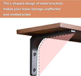 DINZI LVJ Long Wall Shelves, 23.6 Inch Wall Mounted Shelves Set of 2, Easy-to-Install, Wall Storage Ledges with Sturdy Metal Brackets for Living Room, Bathroom, Bedroom, Kitchen, Rustic Brown