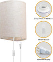Plug in Wall Sconce, 3 Color Wall Sconces Set of Two, Industrial Lamp with Plug in Cord, Rustic Wall Sconce Fixture, On/Off Switch Vintage Wall Light Fixture for Headboard Bedroom Porch (Beige)