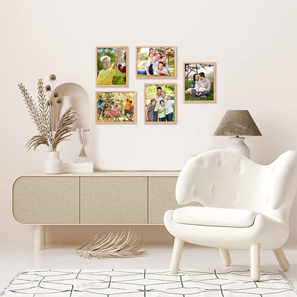ATOBART 8x10 Set of 2 Oak Wood Picture Frame Solid Wooden Photo Frame Natural Wood Color Frames with Real Glass for Wall Mounting or Tabletop Living Room Bedroom Home Decor