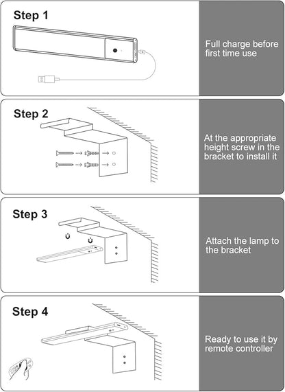 Wireless Picture Light for Wall, Rechargable Picture Light for Wall with Remote,3 Color Temperature 12'' Dimmable Magnetic,64 LED Art Light with Motion Sensor for Wall Painting, Frame, Portrait, Room