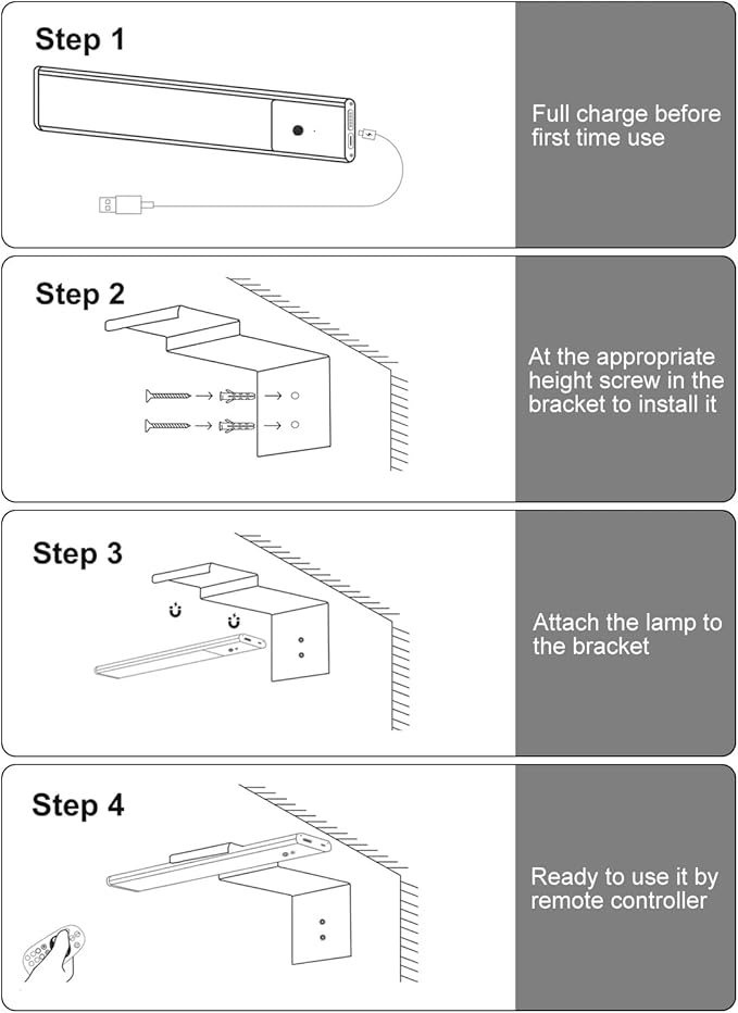 Picture Lights for Wall, 12'' Motion Sensor Rechargable Picture Light with 3 Color Temps , Dimmable Battery Wall Sconce for Wall Pictures with Remote, LED Art Light for Paintings, Gallery, Portrait