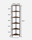 TUTOTAK Corner Shelf with LED Light, 6-Tier Corner Bookshelf for Small Space, Narrow Display Corner Shelf Stand with Storage Rack, for Living Room, Bedroom, Rustic Brown BS05BB006L