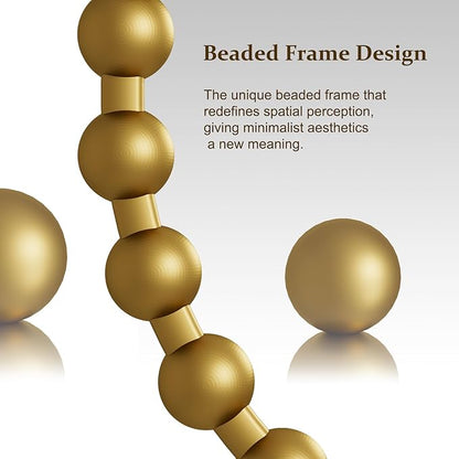 Round Mirror for Wall, 24 Inch Gold Beaded Frame Decorative Vanity Mirror, Circle Bathroom Mirror with High-Definition Lense, Modern Wall Decor for Bathroom, Living Room, Bedroom, Entryway