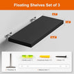 Floating Shelves Set of 3, Black Wood Wall Mounted Shelf 16