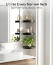 AceList Small Round Floating Shelves (Set of 3), 6 Inch Real Wood Circle Wall Shelf for Bathroom & Bedroom Decor, Matte Black Invisible Mount Display Rack for Plants, Collectibles, and Trophies