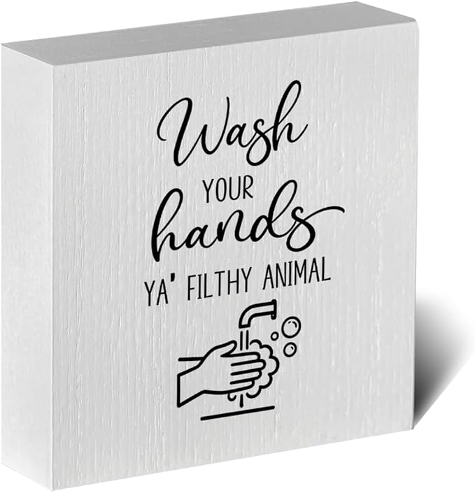 Funny Rustic Bathroom Decor Wooden Box Sign 5x5 Inch - 