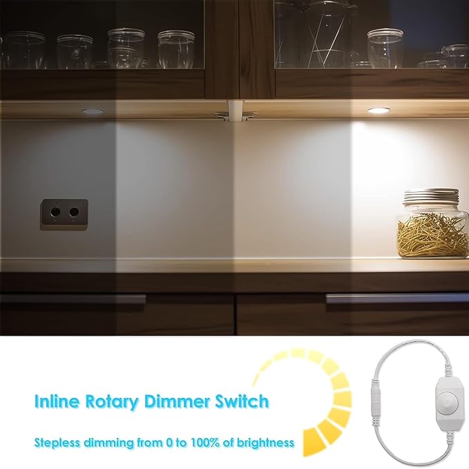 LED Puck Lights, Set of 6, White | Dimmable Under Cabinet Lighting, Led Under Counter Lighting for Kitchen Closet, Bookcase, Shelf, All Accessories Included (6Pack,White)