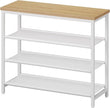 HOOBRO Shoe Rack with 3 PU Shelves, 4-Tier Shoe Storage Organizer for Closet and Entryway, Holds 9-12 Pairs of Shoes, Sturdy Metal Frame, Small Spaces, White and Natural WN94XJ01