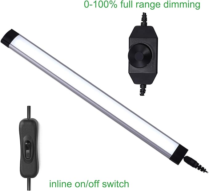 AIBOO LED Under Counter Light Rigid Bar Kit, Plug in Corded 12V LED Under Cabinet Lighting Dimmable with Switch for Counter Shelf Showcase Display Lighting (6 Panels,Daylight White) (Pack of 2)