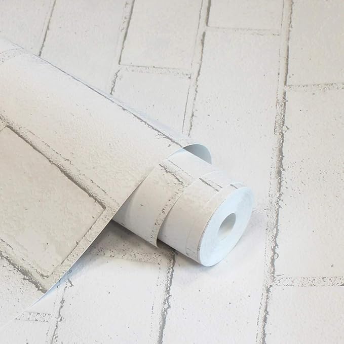 Tempaper Textured White Brick Removable Peel and Stick Wallpaper, 20.5 in X 16.5 ft, Made in the USA
