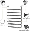 Metal Shoe Organizer,7 Tiers Shoe Storage Shoe Rack with Hooks,Fit 24-30 Pairs,Adjustable Shoe Shelf for Entryway,Hallway,Bedroom,Metal Bottom Support