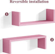 SRIWATANA Floating Shelves, Wall Shelves for Bathroom, Bedroom, Living Room, Kitchen, Office, Wood Shelves for Wall Decor Set of 5 (Pink)