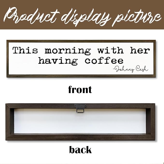 Coffee Decor, Modern Farmhouse Decors for Home Kitchen, Cafe Wall Art, Coffee Lover Gift for Housewarming, This Morning with Her Having Coffee Signs, Johnny Cash Sign, 17.8x4x1.2 inches