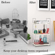 3-Tier Bathroom Countertop Organizer -Makeup Organizer -Corner Storage Shelf- Kitchen Spice Rack Standing Shelf-Great for Vanity, Bathroom, Bedroom, Kitchen (Silver & White)