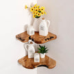 WELLAND Corner Floating Shelf Set of 2, Solid Cedar Wood 10.86 x 11.5 inches Floating Corner Shelves for Bedroom, Living Room, Bathroom, Kitchen