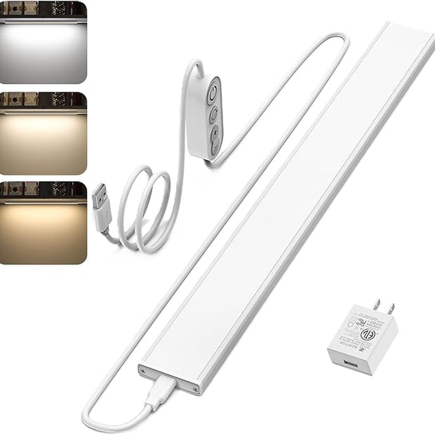 ASOKO Plug-in Under Desk Light, 16Inch LED Workbench Lights with Super Brighten 700Lumen and Smart Memory Function,3 Temps (3000K/4000K/6000K) for Kitchen Sink/Desk/Workbench