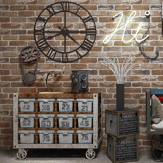 Okydoky Peel and Stick Wallpaper, Brown Brick Wallpaper for Home Decoration, Contact Paper Stick and Peel Backsplash, Vinyl Self Adhesive Wall Paper for House, Workshop&Office, 17.3"x393", C203-10
