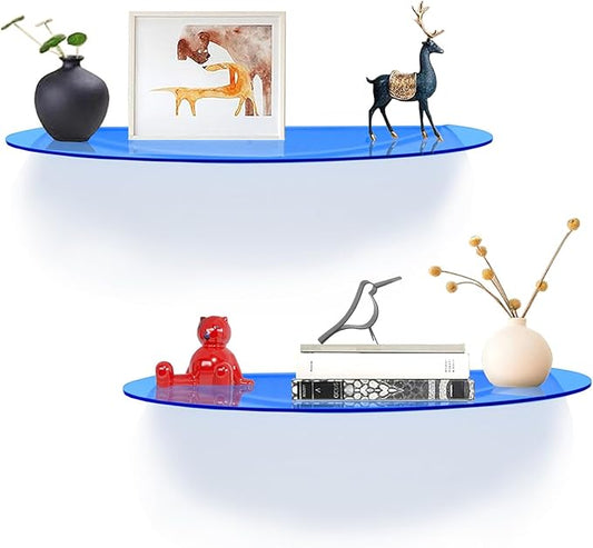 SetGame 2-Pack 24 Inch Acrylic Wall Shelves Wall Decor Wall Mounted, Floating Bookshelves Wall Ledge Shelf, Acrylic Shelves for for Action Figures Display, Room Décor, Space Saving, Items Organizer