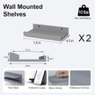 Small Floating Shelves for Wall Decor, Wall Mounted Wood Shelf for Bedroom, Living Room, Bathroom, Kitchen, Nursery, Display Picture Ledge Shelf with Lip Set of 2-8 Inches, Grey