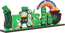 St Patricks Day Decor for Table Irish Themed Decoration Wooden Centerpieces Rustic Farmhouse Sign for Tabletop Home Shelf Office St Patricks Day Party Decoration Green