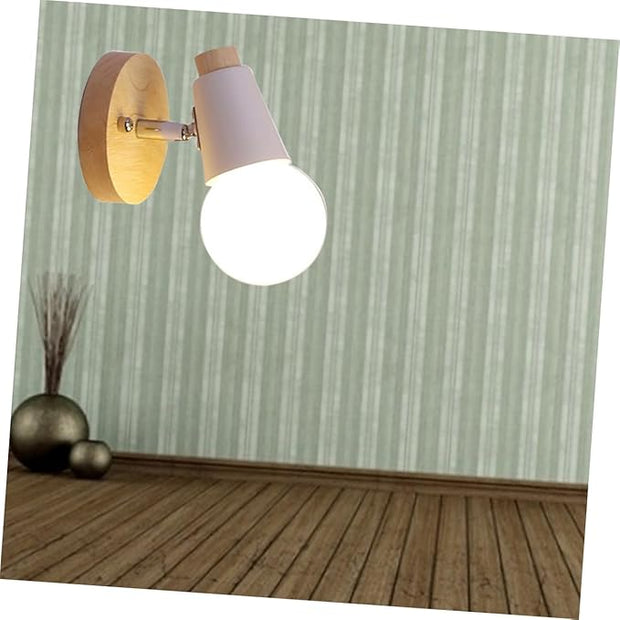 Minimalist Wall Lamp Modern Solid Wood Sconce for Living Bedroom and Bathroom Decor Elegant White Design Wall-Mounted Art Lighting No Bulb Included