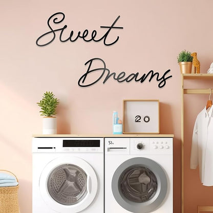 Zzbakress Sweet Dreams Wall Decor Metal Wall Art Large Modern Living Room Farmhouse Sign for Bedroom Black Metal Wall Art for Office and Home Wall Decor (Black, Farmhouse-Large)