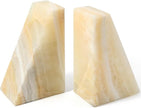 Marble Bookend for Heavy Books, Decorative Bookends for Shelves, Durable and Heavy-Duty Book End for Hardback Book & CDS, Unique Stopper & Holder, Green Onyx, Set of 2