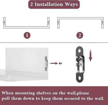 SRIWATANA Floating Shelves Wall Mounted, Solid Wood Wall Shelves, Pink