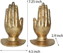 Hands Bookends, Prayer Hand Decorative Bookends Unique Gold Book Ends Heavy Duty Cast Iron Bookends for Shelves Decorative