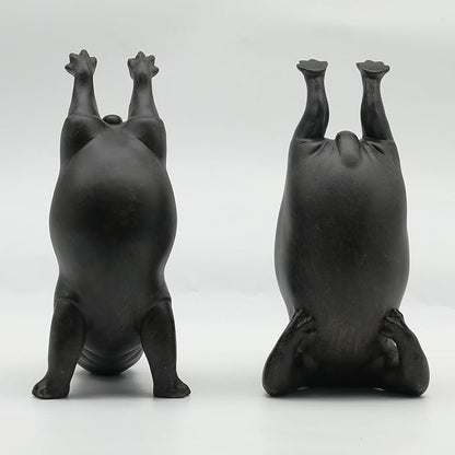 Lukitas Upside Down Hippo Decorative Bookends, Non-Slip Book Holders, Whimsical Animal Ornaments for Office Home Bookshelf Decor, Black, Resin 8.5''