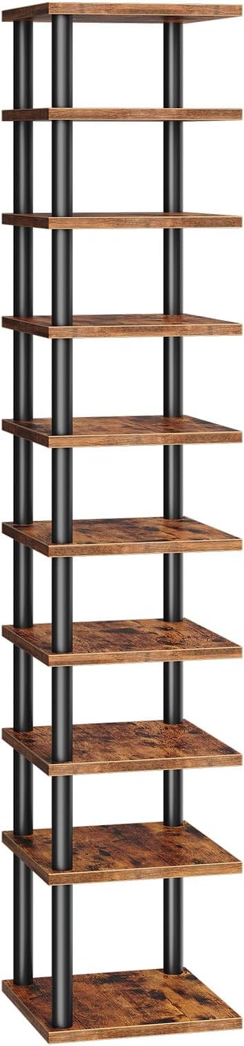 HOOBRO Vertical Shoe Rack, 10-Tier Narrow Shoe Shelf, Shoe Storage Organizer for Small Space, 11